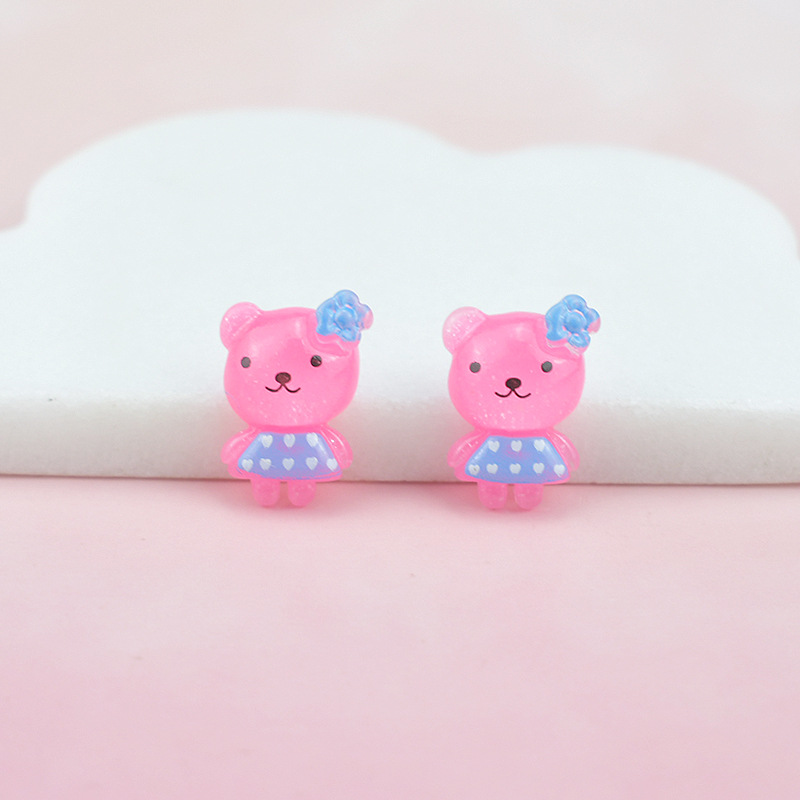 (Pack 500) Jelly Transparent Manufacturers Spot Cute Cartoon Animal Skirt Bear Resin Accessories Diy Headdress Mobile Phone Case Toy Decoration Accessories