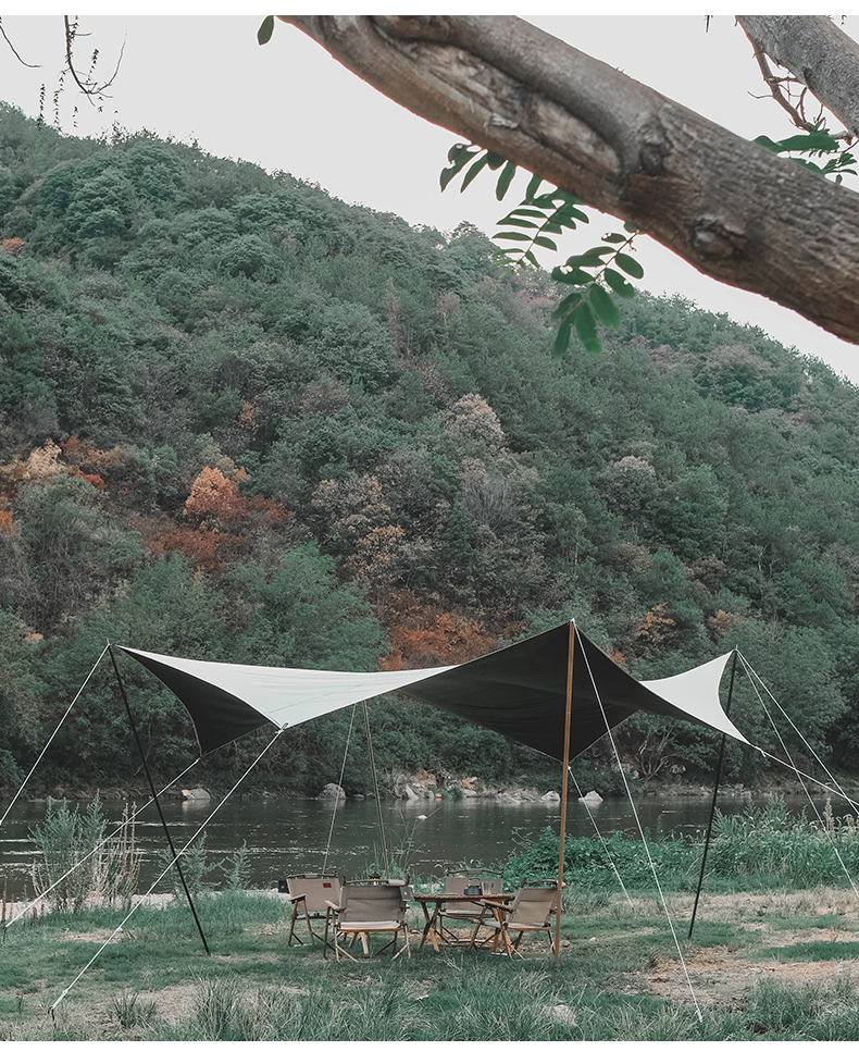 Xanuoduoji outdoor black rubber hexagonal canopy camping thickened rainproof, sunshade and portable simple canopy pic 6