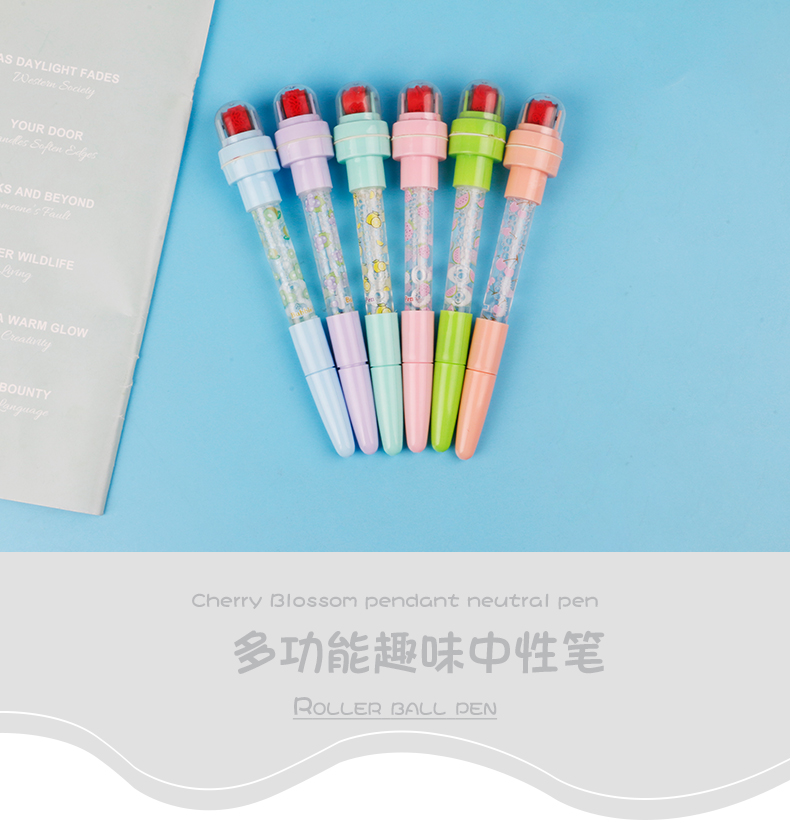 卡通多功能六色泡泡写字发光网红魔法笔滚轮可爱印章卡通圆珠笔详情1