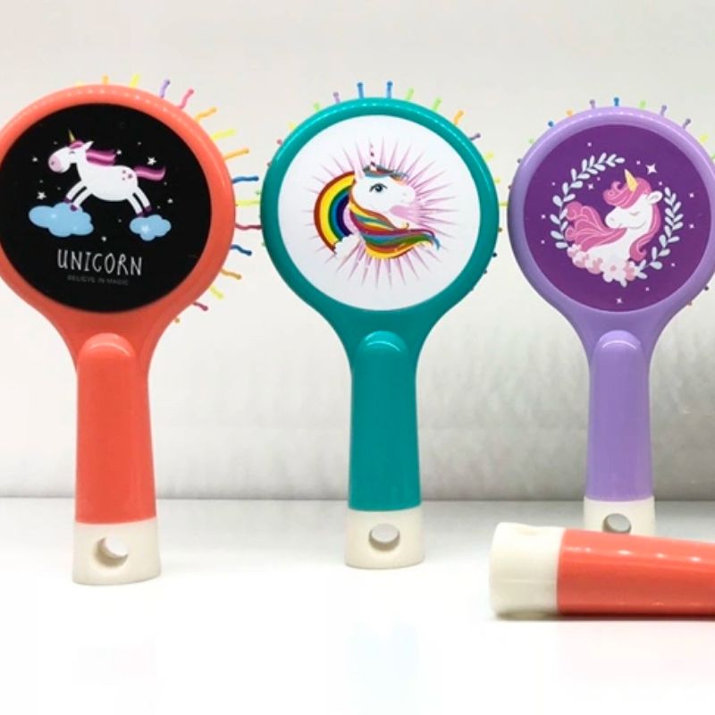 Unicorn air cushion massage comb, plastic massage anti-static comb, plastic printed cute airbag comb details Picture