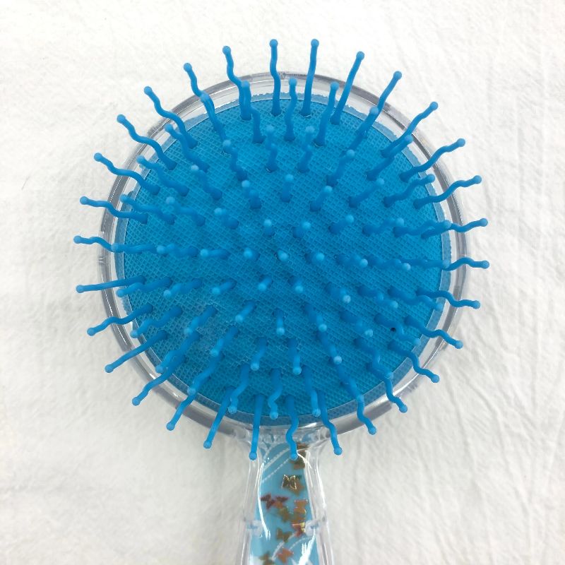Round transparent glitter powder air cushion massage comb, plastic massage anti-static comb, plastic printed cute airbag comb Item Picture