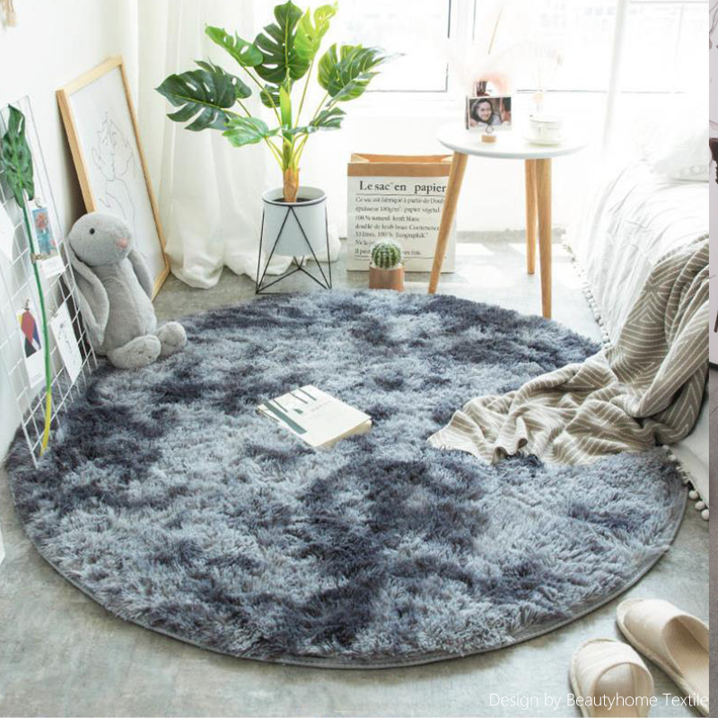 IBH thickened silk and wool carpet, coffee table, living room bedside, anti-slip round tie-dyed long wool velvet simple carpet, fully covered hanging basket, rattan chair cushion manufacturer wholesale BH22061578