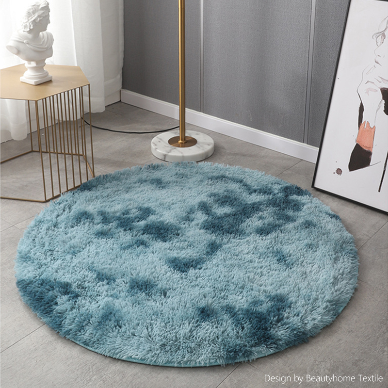 IBH round simple carpet wholesale cross-border gradient tie-dyed silk wool long wool velvet ins carpet Bedroom bedside study computer chair coffee table mat BH22061574