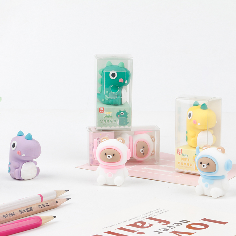 Silicone bear Dinosaur cute shape pencil sharpener Creative stationery Portable sharpener Pencil sharpener Specification drawing