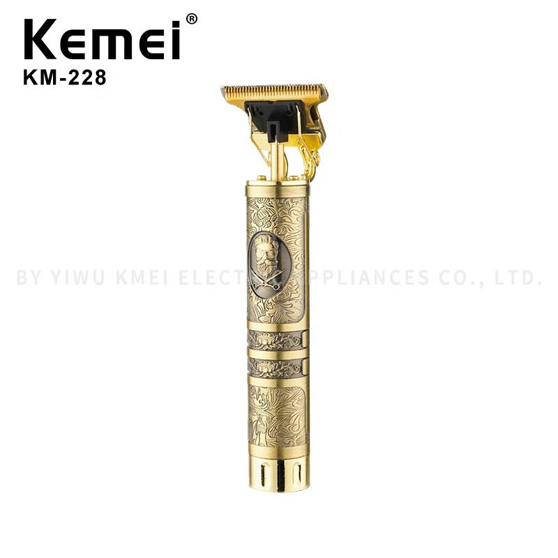Cross-border manufacturers directly supply the new USB charging T-blade haircut scissors Kemei KM-228 metal professional men's haircut scissors mechanism hair scissors
