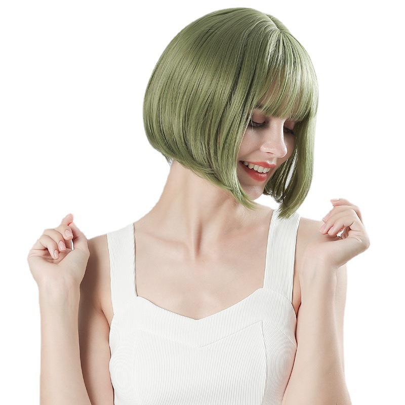 Manufacturers wholesale wig female short Bob new net red bangs natural inside buckle Bobo wig full head Specification drawing