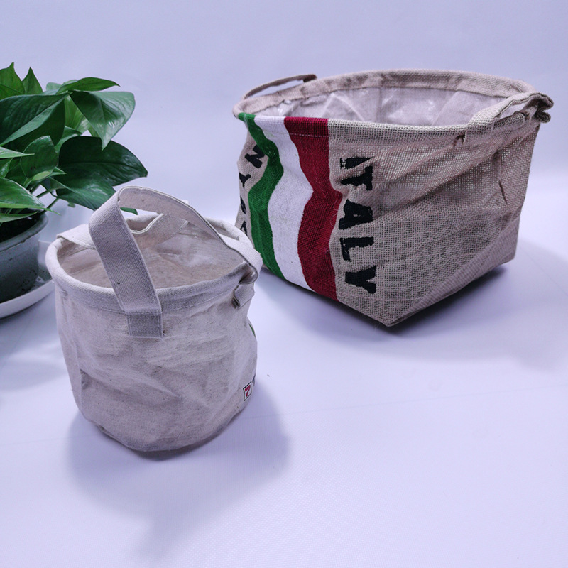 Cylinder hand-held jute bag universal linen tote bag jute cotton shopping bag Canvas bag customizable log