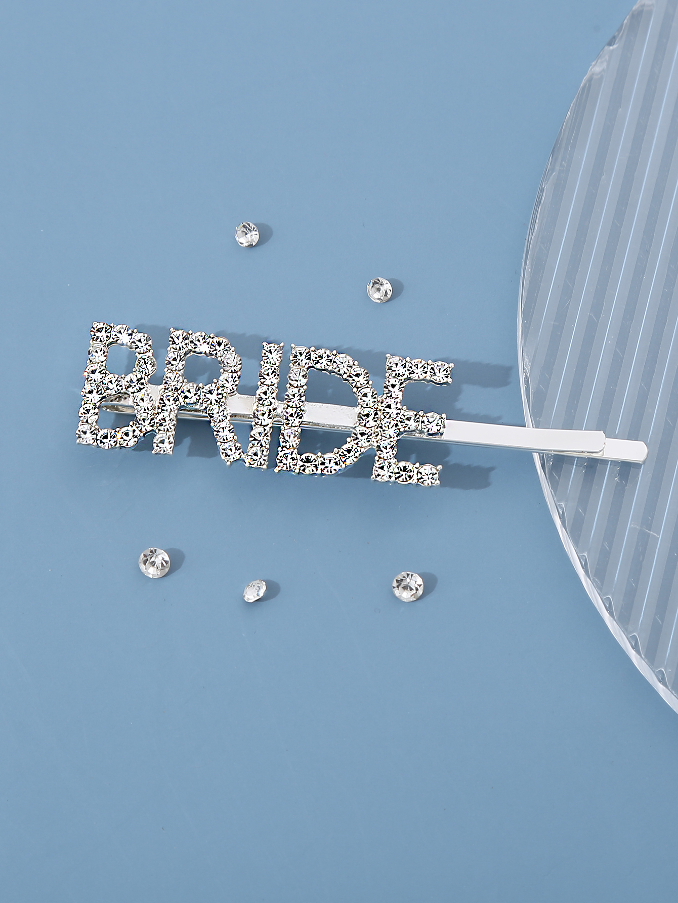 Cross Border Accessories Bride English Letters Bride Monogram Hairpin Bride Headdress Casual Hair Accessories Alloy Rhinestone Hairpin Wedding Accessories Party Accessories Bangs Clip Specification drawing