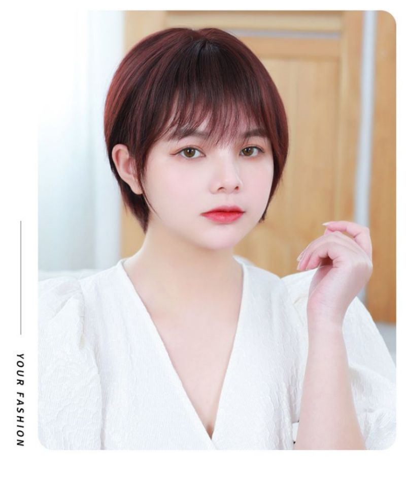 Wig set female shaggy straight short hair real hair middle-aged and elderly mother hair wig temperament full head wholesale spot Item Picture