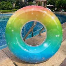 水上用品工厂PVC 80CM 新款加厚彩虹游泳圈 啸龙玩具厂批发直售33