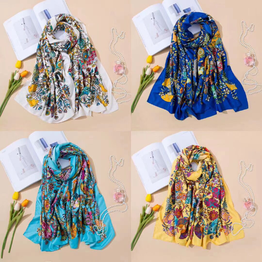 2022 cross-border new twill printed long scarf women's cape can be customized thumbnail
