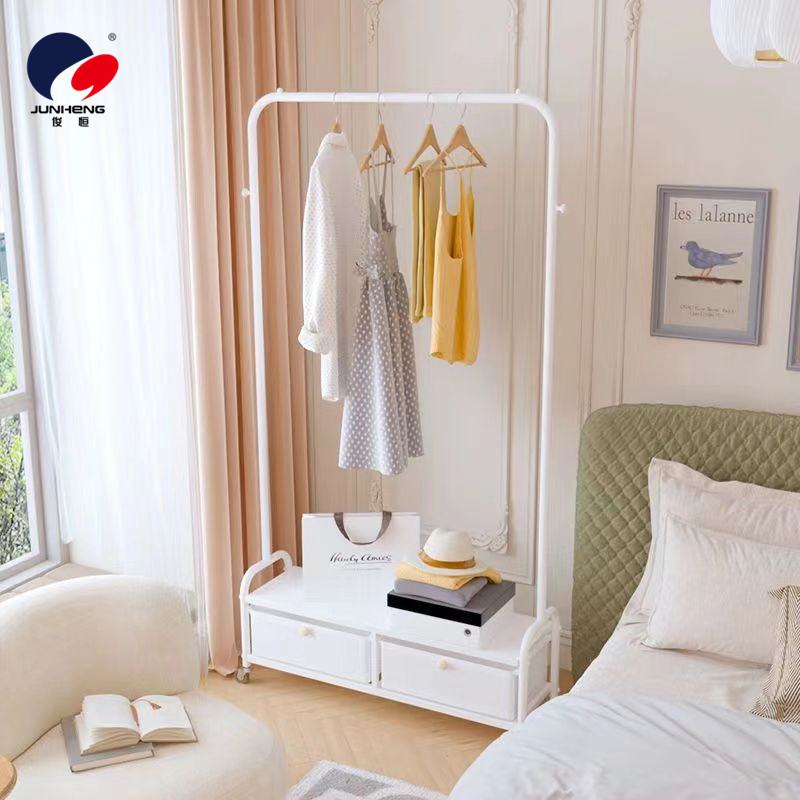The floor-standing clothes rack for the bedroom is a household multi-layer organizing wonder. It is a storage rack for clothes and hats with drawers and an overnight clothes storage rack Specification image