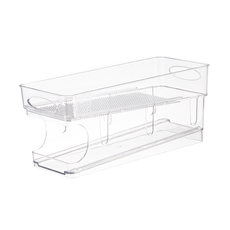 Refrigerator storage box beverage holder
