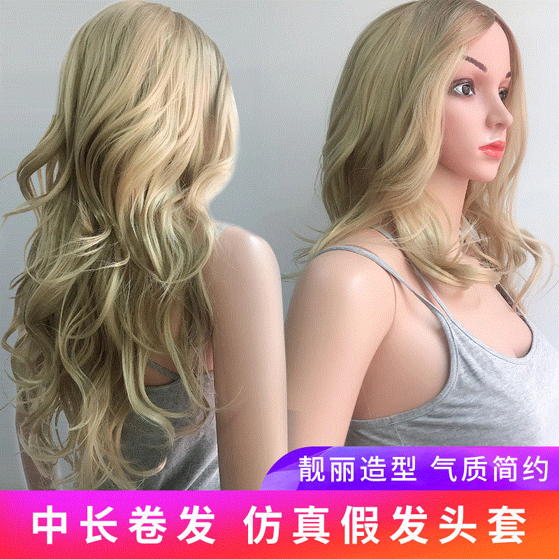 Amazon wig European American style human hair big wavy blonde long curly hair fashion before lace wig thumbnail