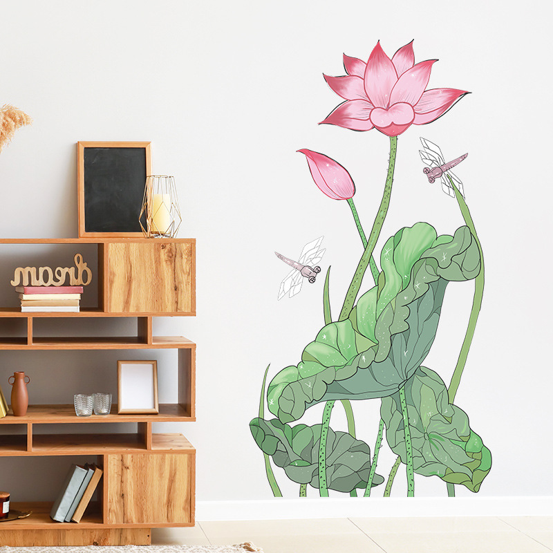 New DY94006 Qing Xinfeng lotus Dragonfly painted wall stickers for bedroom porch home decoration thumbnail