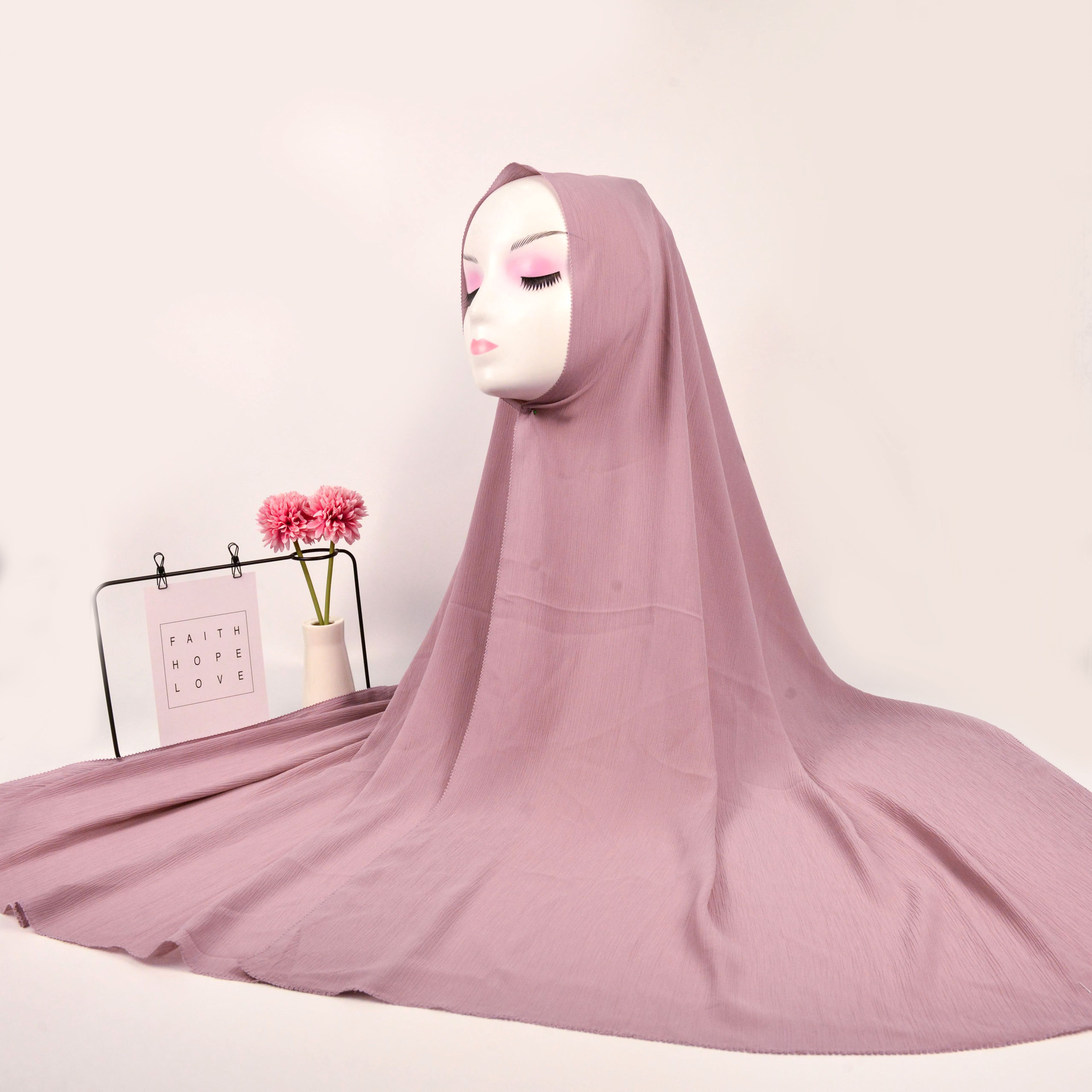 Multicolor Premium Pearl Bubble Chiffon Headscarf Decorative Middle Eastern Headscarf Women's Shawl Veil Headscarf Accessories details Picture