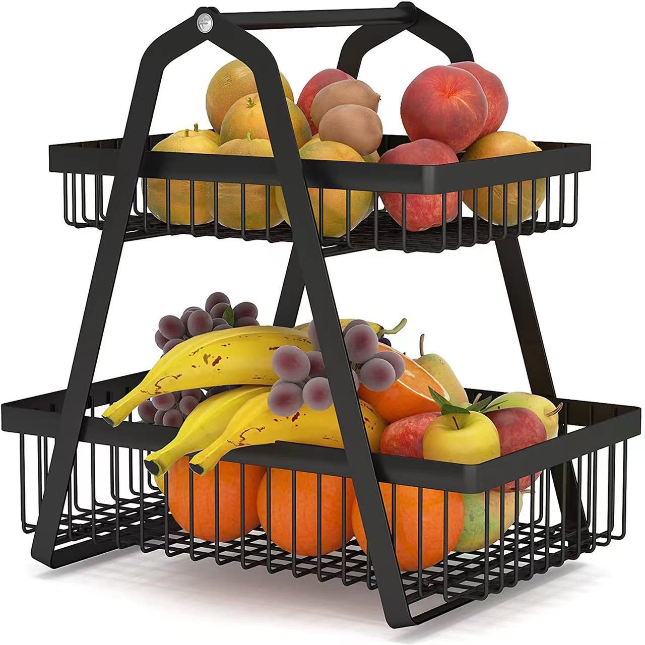 Fruit basket Black 33 x 21 x 30cm double layer fruit basket thumbnail