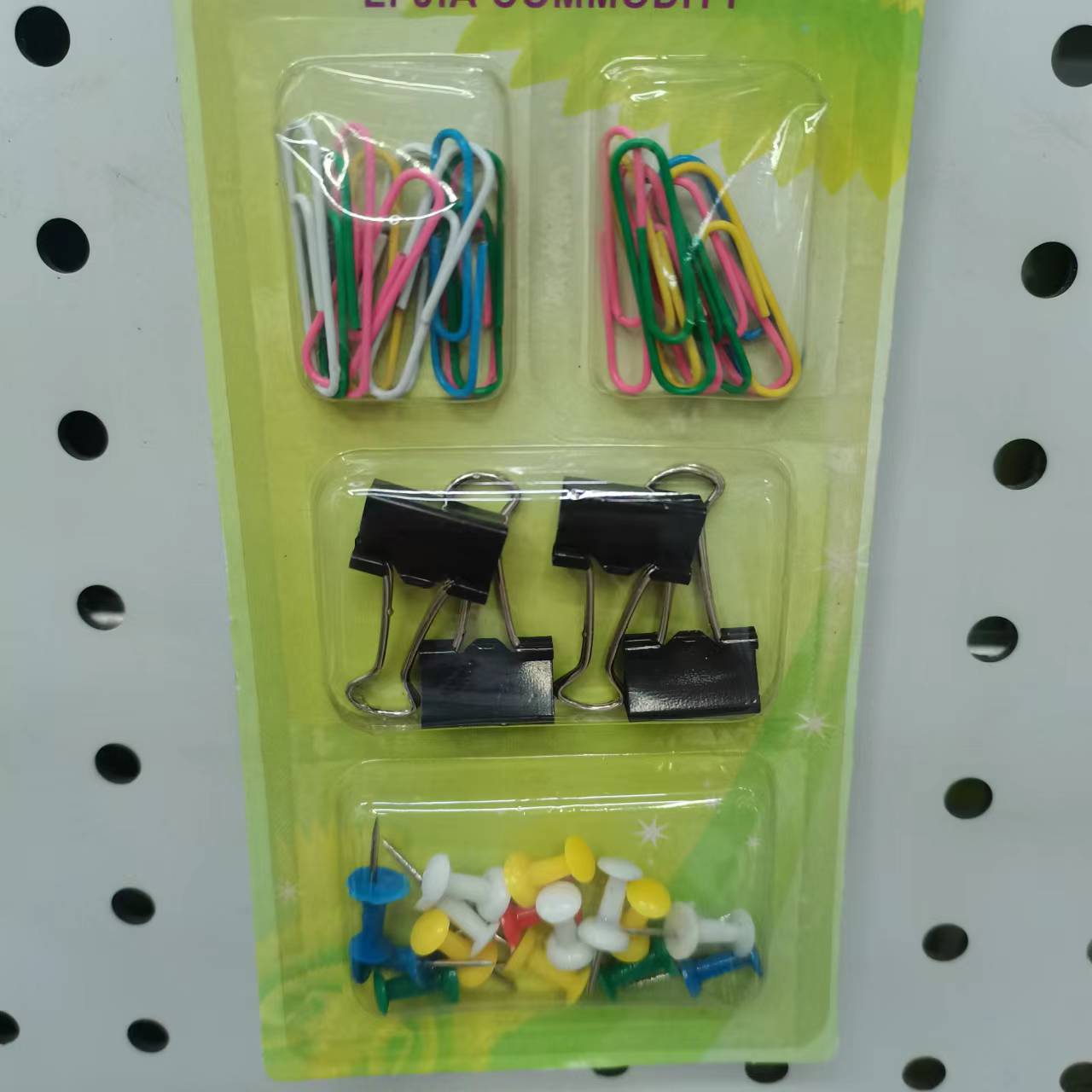 606 Black Tail Clip, I-Pin, Color Paper Clip Combination Specification drawing