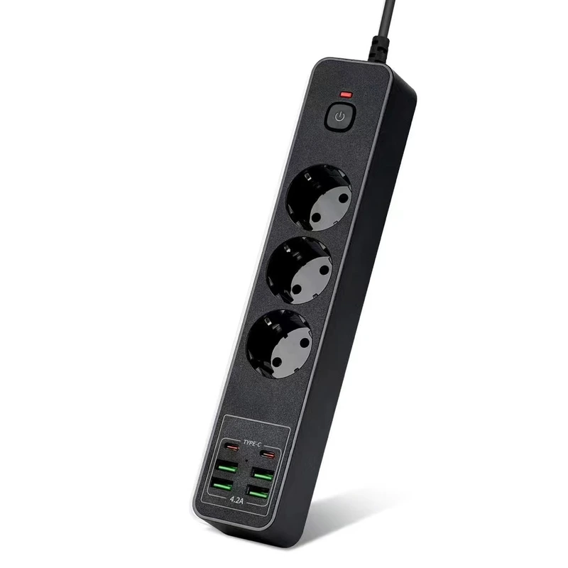 European Special Hole Multi-Function Row Plug German Standard Socket Type-C Charging Overload Protection Extension Cable For Foreign Trade