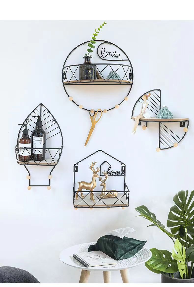 Creative wall shelves without drilling, ironwork wall hanging baskets for living rooms and bedrooms, and wall cosmetic storage hanging racks pic 2