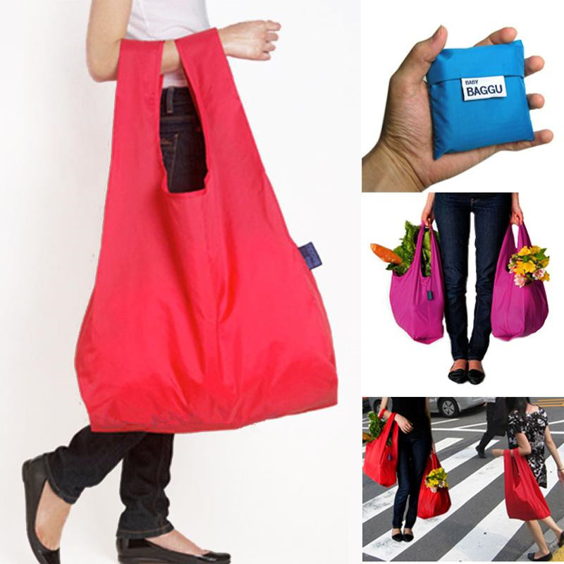 TS Folding shopping bag Tote Bag Creative Gift Shopping bag Polyester folding solid color folding shopping bag square bag