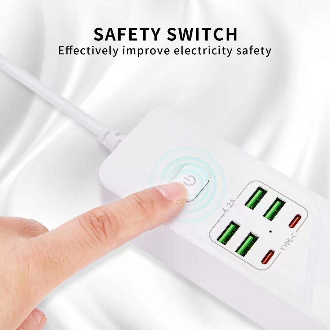 Multifunctional Usb German Standard Special Hole Socket Overload Protection Extension Cable Typec High-Power Plug European Standard Pin Item Picture