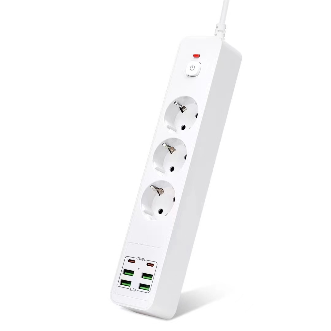 European Special Hole Multi-Function Row Plug German Standard Socket Type-C Charging Overload Protection Extension Cable For Foreign Trade details Picture
