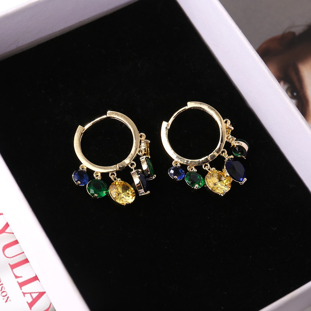 The new fashionable earring for women is light luxury and small crowd design sense summer style color earrings go with everything temperament fringe pendant earring buckle thumbnail