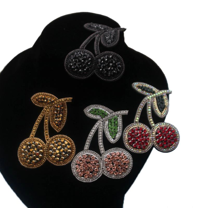 New Rhinestone Claw Drill Fruit Cherry Nail Bead Cloth Patch Brooch Coat T-Shirt Collar Diy Clothing Accessories Diamond Patch Application Scenario