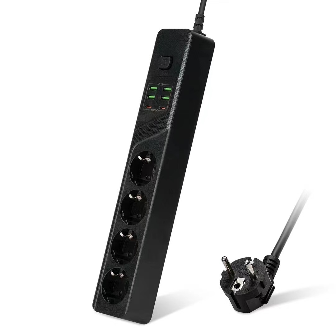Multifunctional Usb German Standard Special Hole Socket Overload Protection Extension Cable Typec High-Power Plug European Standard Pin full figure