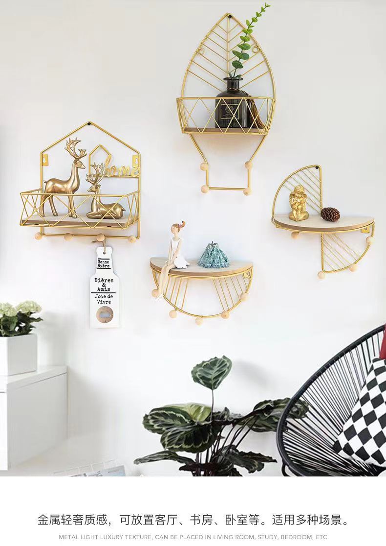Creative wall shelves without drilling, ironwork wall hanging baskets for living rooms and bedrooms, and wall cosmetic storage hanging racks pic 3
