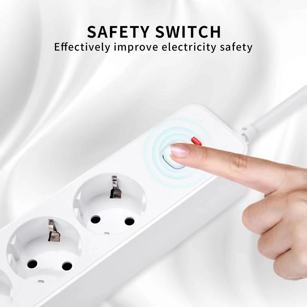 European Special Hole Multi-Function Row Plug German Standard Socket Type-C Charging Overload Protection Extension Cable For Foreign Trade Application Scenario