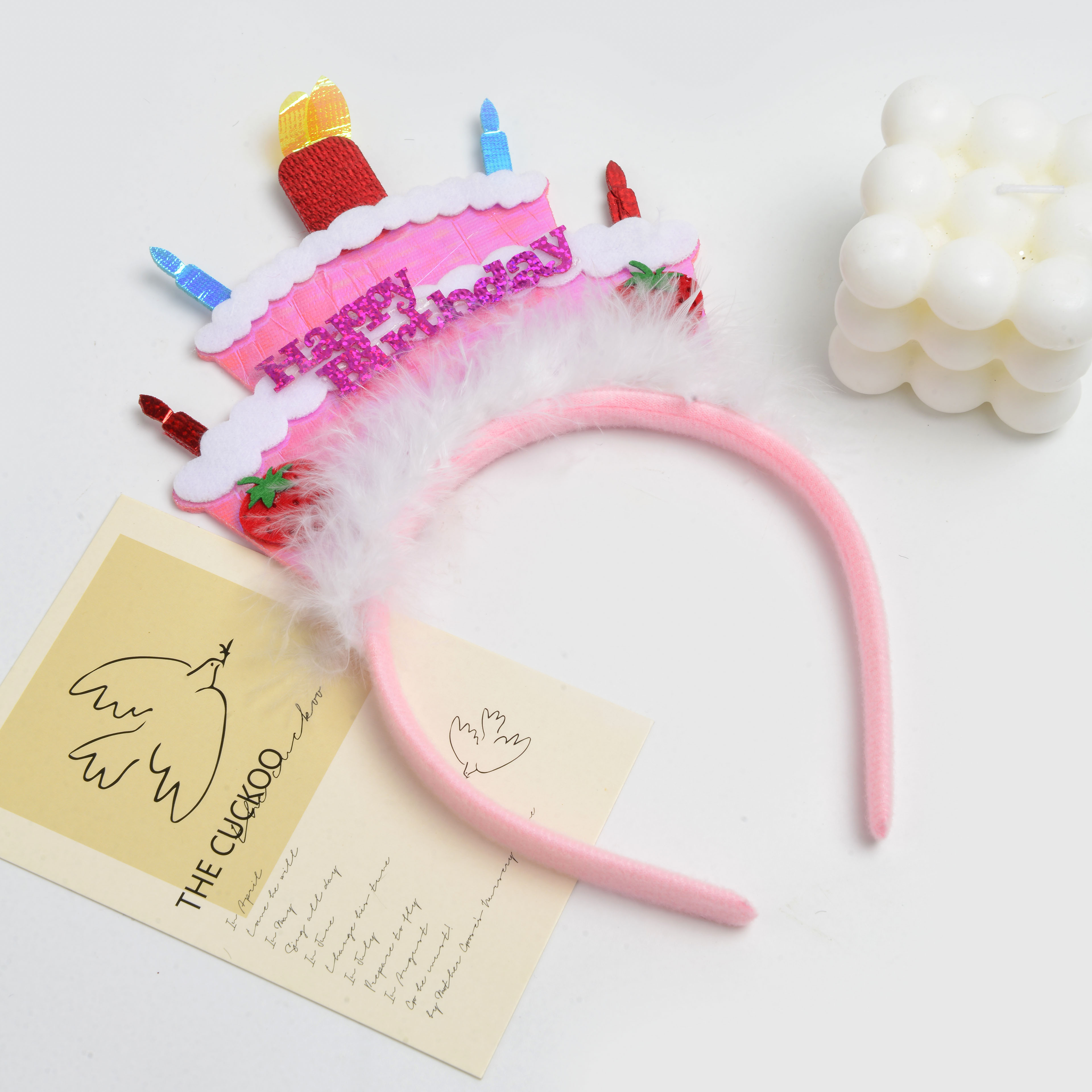 New creative red birthday cake shape lovely children decoration headband birthday party hair accessories wholesale Specification drawing