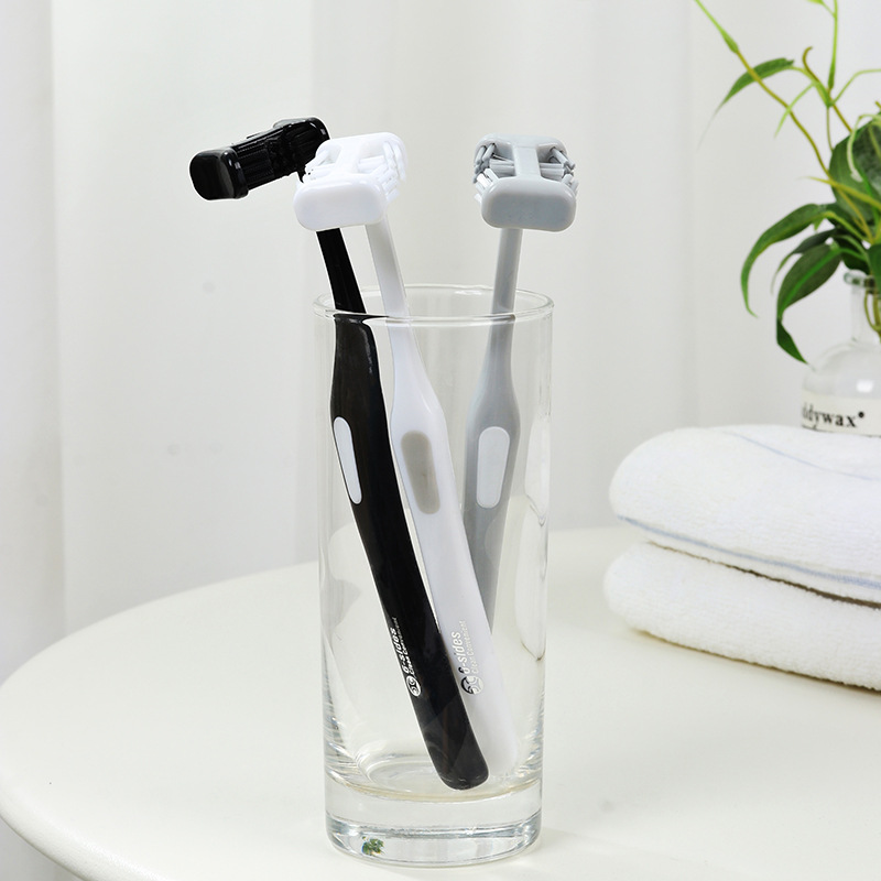 Adult soft-bristled toothbrush Six-sided toothbrush