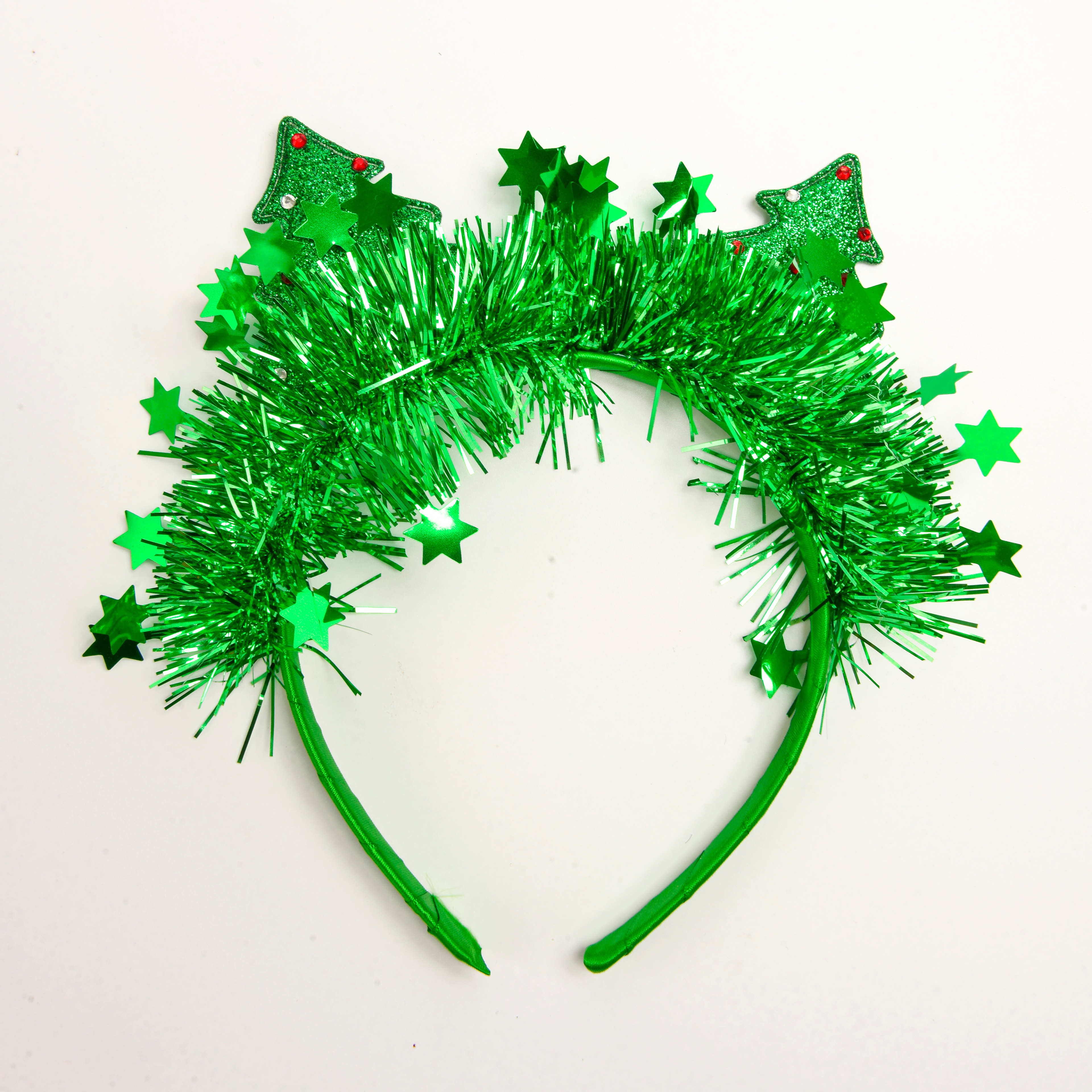 New creative red and green ribbon Christmas tree shape lovely children's decorative headband Christmas holiday party hair accessories wholesale thumbnail