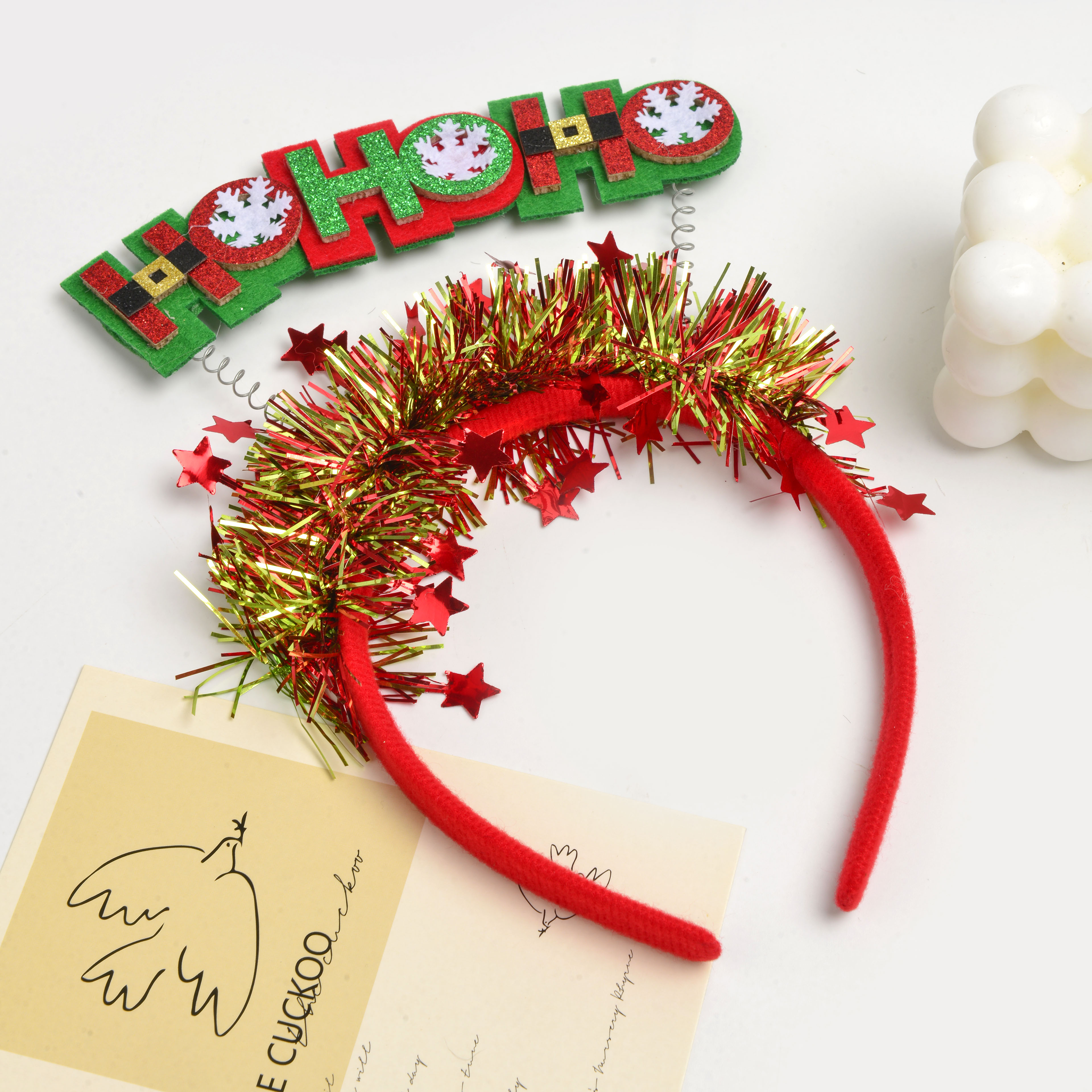 New creative red and green ribbon letter shape lovely children's decorative headband Christmas holiday party hair accessories wholesale Application Scenario