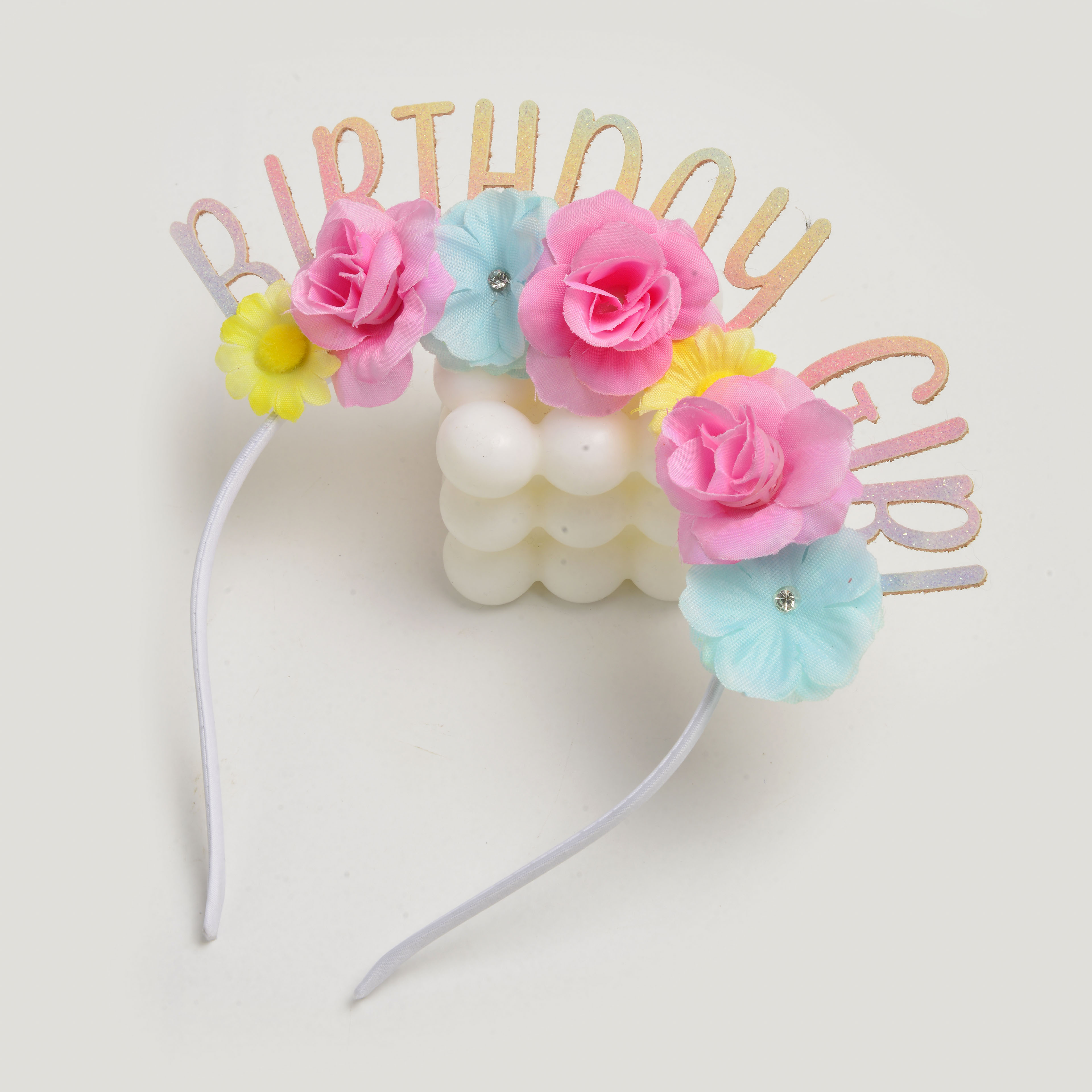 New creative silk letter flowers lovely children's decorative headband birthday party hair accessories wholesale thumbnail