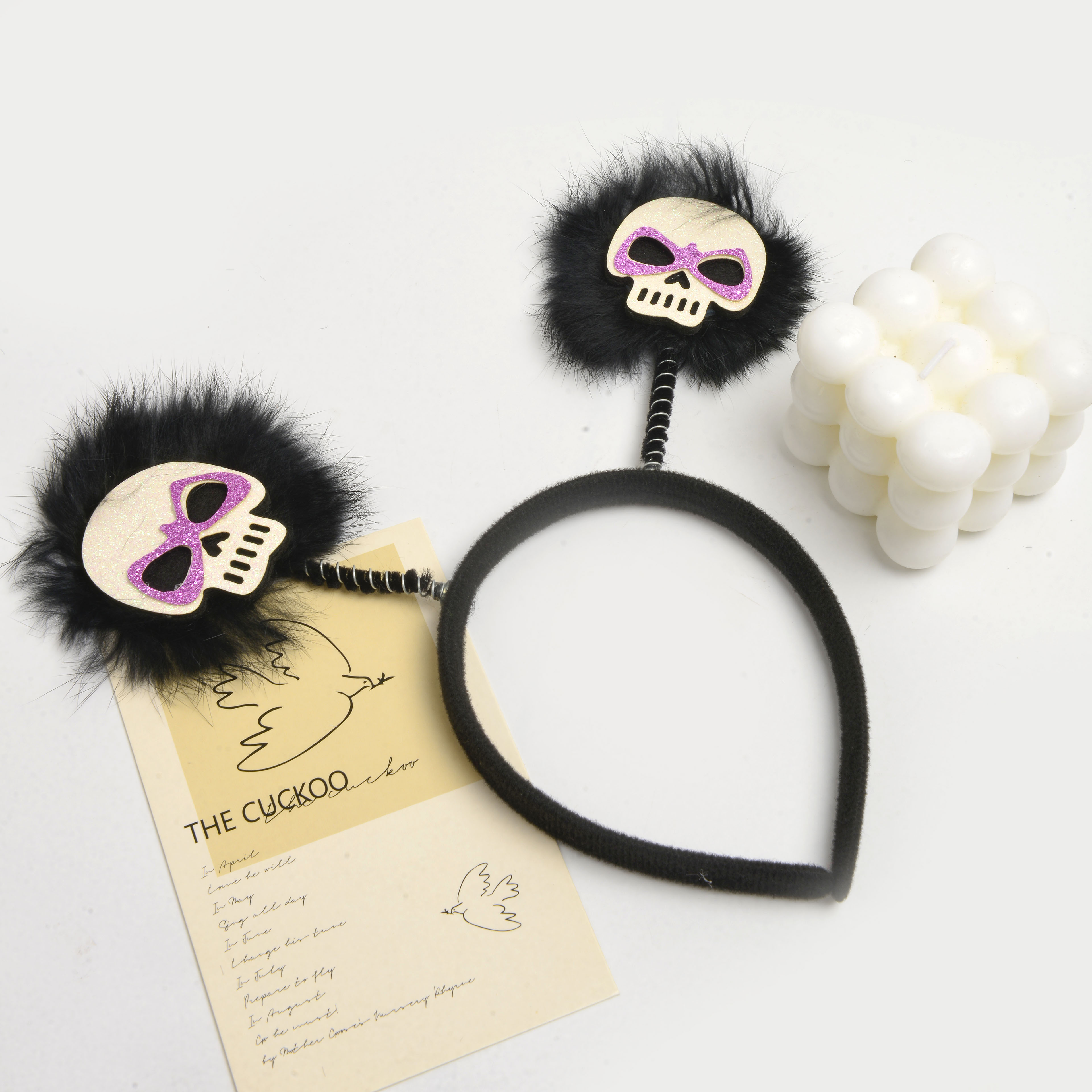 New creative black spring skull shape cute children's decorative headband holiday Halloween party hair accessories wholesale Specification drawing