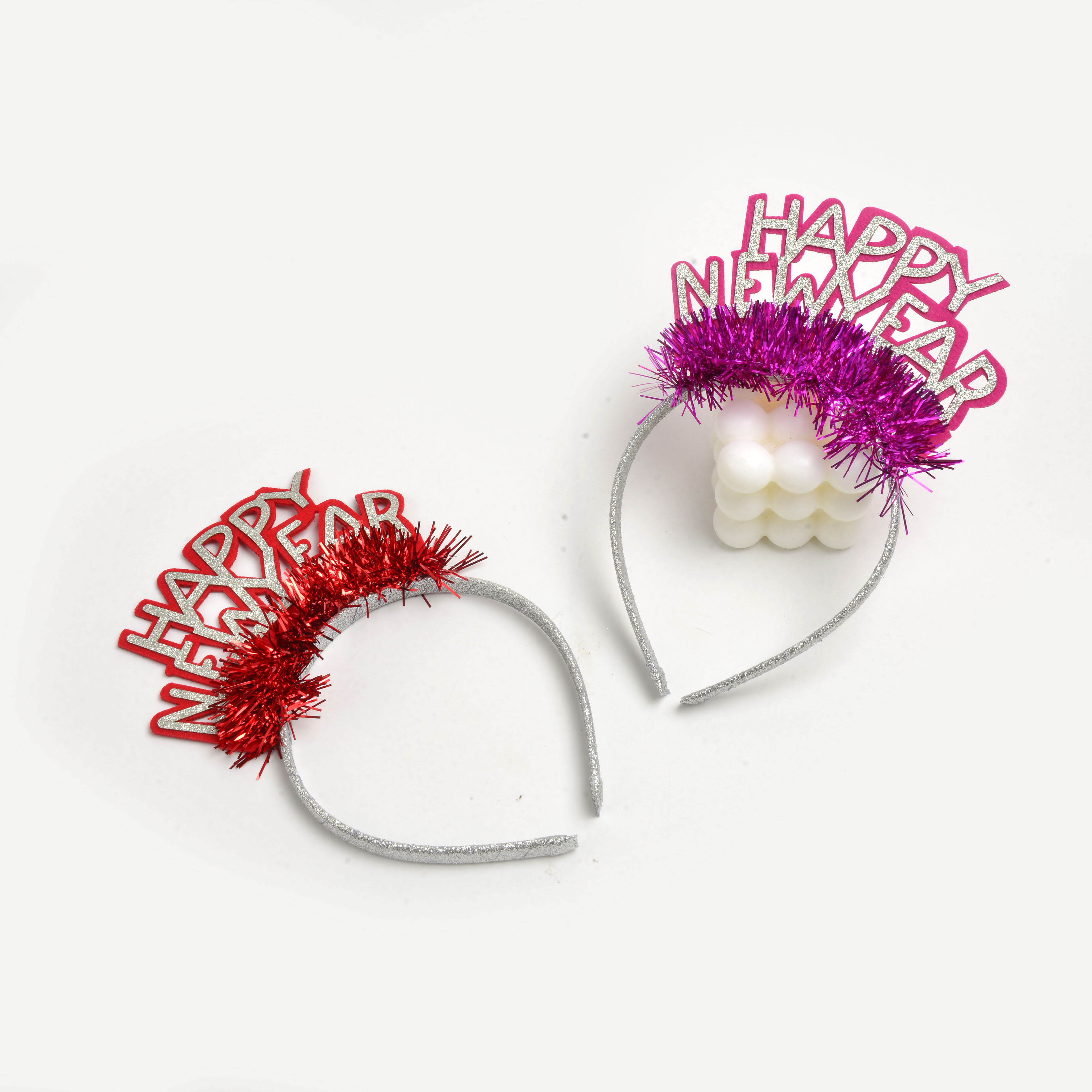 New creative pink and purple happy New Year letter shape lovely children's decorative headband holiday party hair accessories wholesale thumbnail