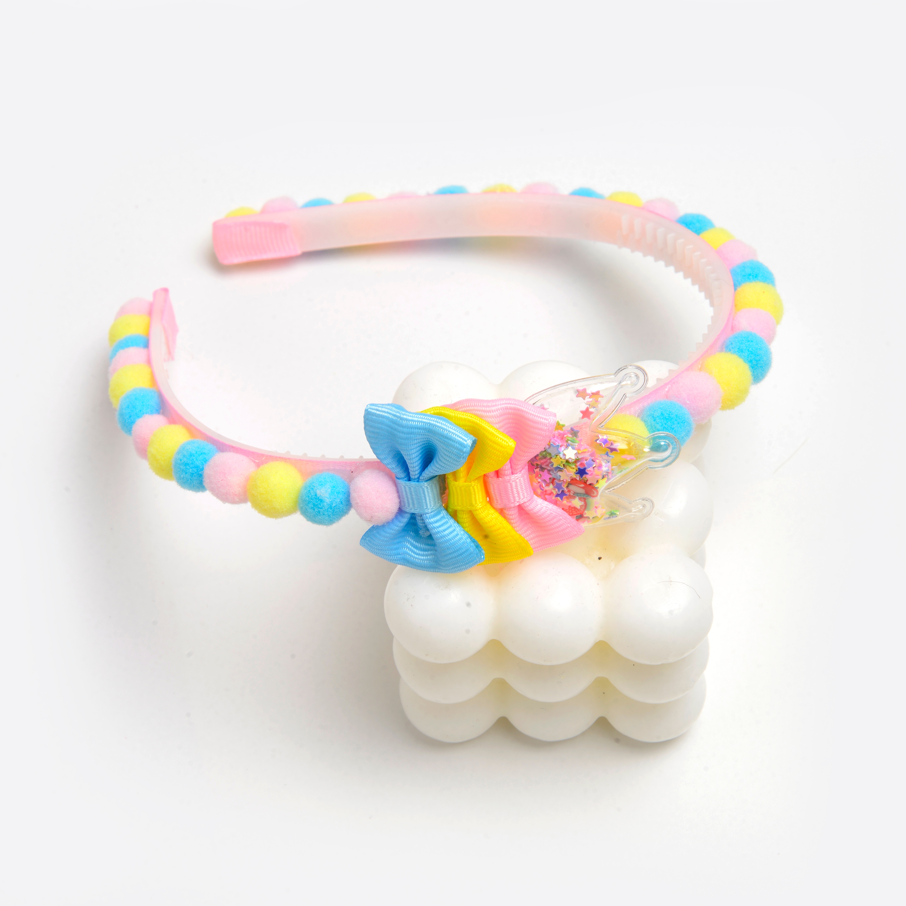 New creative colorful plush ball bow cute children decorative headband party hair accessories wholesale thumbnail
