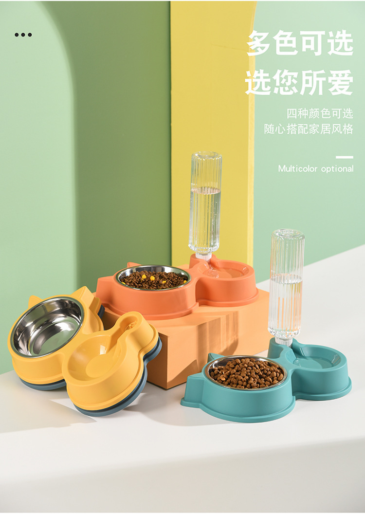 新款宠物双碗猫耳喂食碗自动蓄水饭盆一体碗狗狗猫咪食具宠物用品详情8