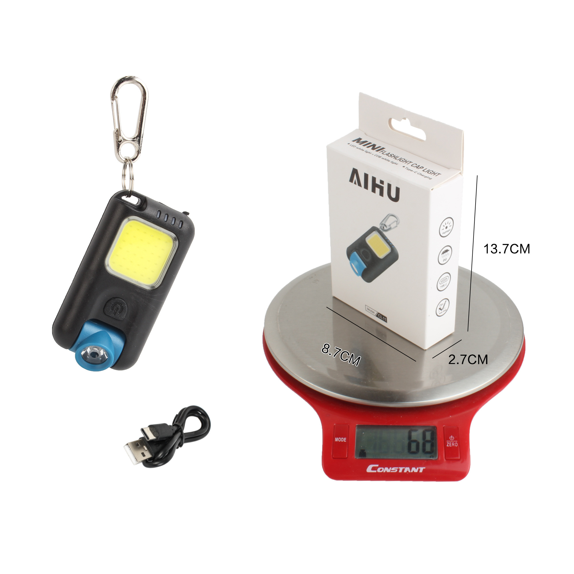 New cross-border high-intensity keychain lamp, flashlight, charging headlamp, night fishing, cycling, maintenance cap clamp lamp, outdoor headlamp Specification image