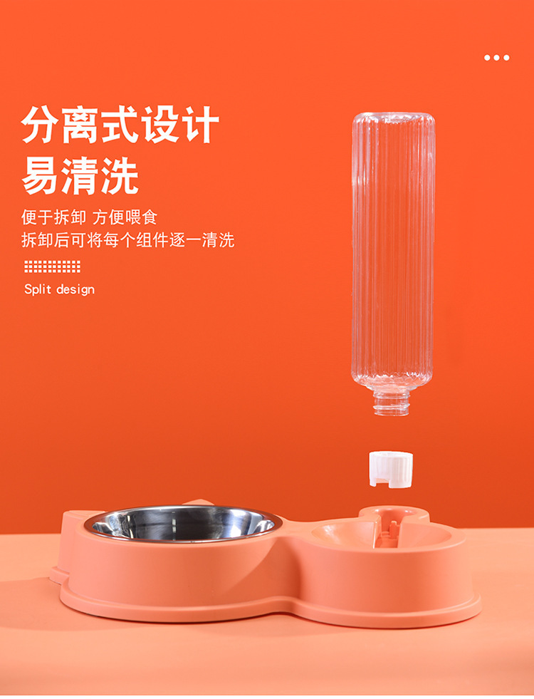 新款宠物双碗猫耳喂食碗自动蓄水饭盆一体碗狗狗猫咪食具宠物用品详情7