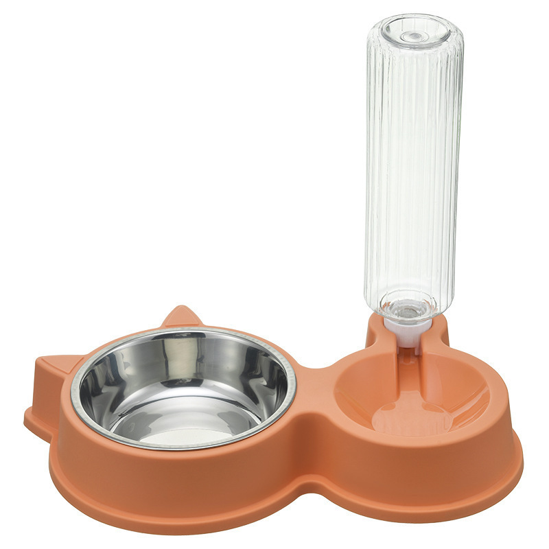 New pet double-bowl cat ear feeding bowl, automatic water storage rice bowl, integrated bowl, dog and cat food utensils, pet supplies Item Picture