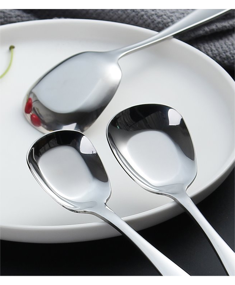 ABR-0151家用勺子不锈钢餐勺平底勺方头勺主餐更圆勺尖勺小汤勺创意汤匙详情6