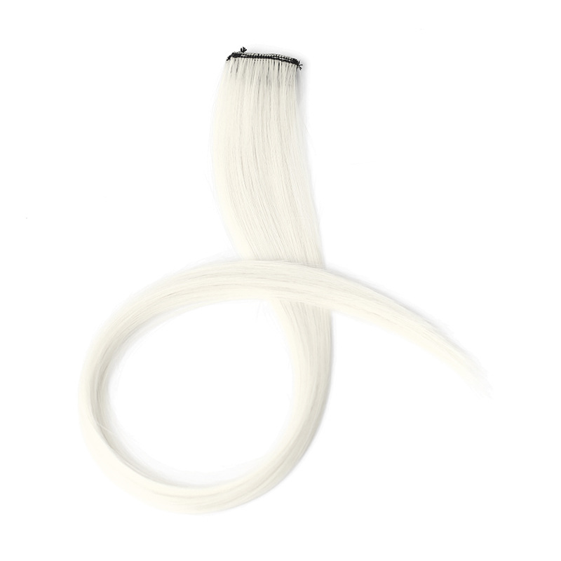 Color luminous hanging ear dye wig piece invisible fluorescent traceless high temperature silk hair extensions female straight hair extensions wholesale Item Picture