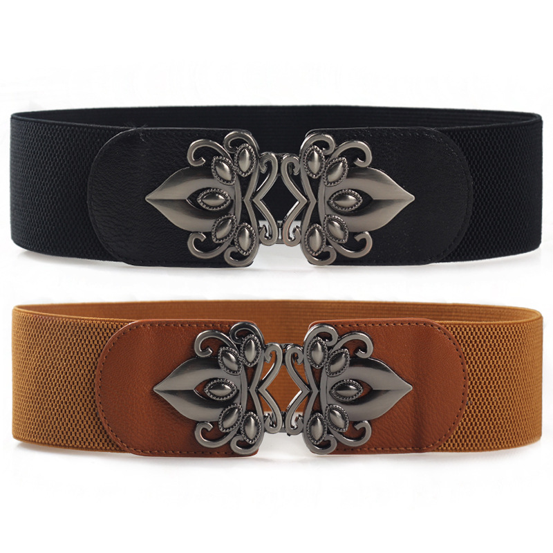 With the dress, women's fashion wide waist sealed elastic elastic belt, women's wide belt decoration thumbnail
