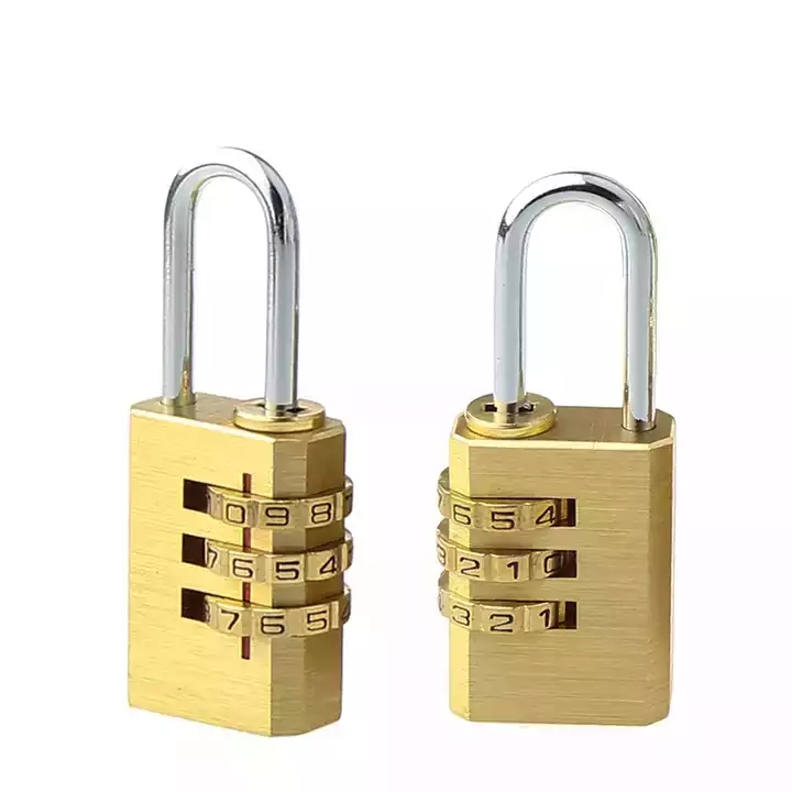 3 Digit Brass Re-Settable Combination Padlock Password Lock Resettable Combination Lock for Travel Bags Travel Lock thumbnail