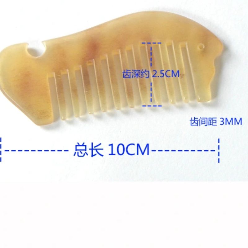 Horn Comb Coarse Teeth Curly Hair Comb Natural Horn Comb Smooth Round Massage Comb Specification drawing