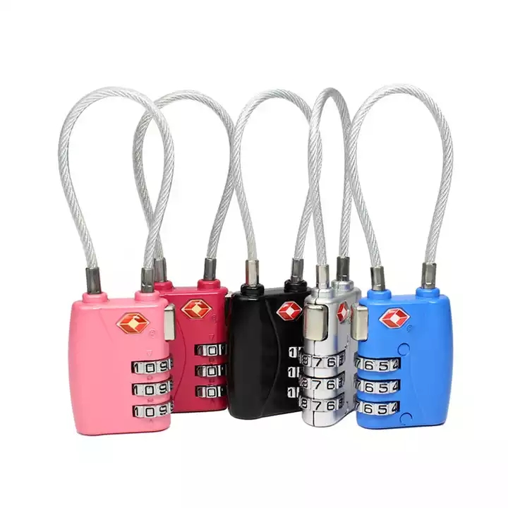 3 Digit TSA Safety Luggage Cable Zinc Alloy Lock Combination Travel Cable TSA Combination Lock Approved Lock